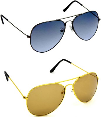 Redleaf Aviator Sunglasses(For Men & Women, Blue, Brown)