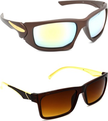 Hrinkar Sports Sunglasses(For Men & Women, Silver, Brown)