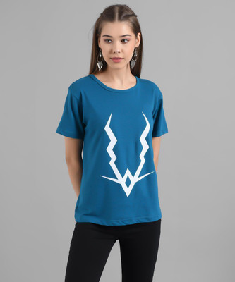 KOTTY Graphic Print Women Round Neck Blue T-Shirt