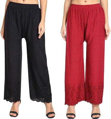 TNQ Relaxed Women Black, Maroon Trousers