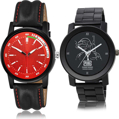 TIMENTER Contemporary Heart Sports And Pubg Military Army Chain Watch 2 Watch Combo For Boys And Men - BRA27-B165 combo watch Analog Watch  - For Boys & Girls