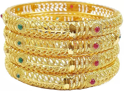 Divastri Copper Gold-plated Bangle Set(Pack of 4)