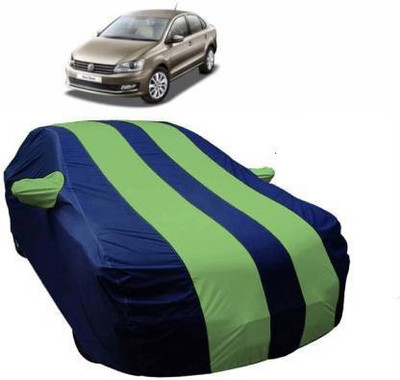 TWONE Car Cover For Volkswagen Vento (With Mirror Pockets)(Blue, Green)