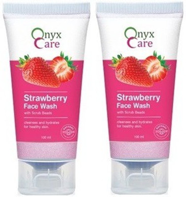 Onyx Care Strawberry & Scrub Beads  ( Set of 2 Pc of 100ml each) Face Wash(200 ml)