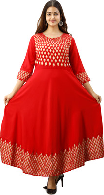RA CREATION Anarkali Gown(Red)