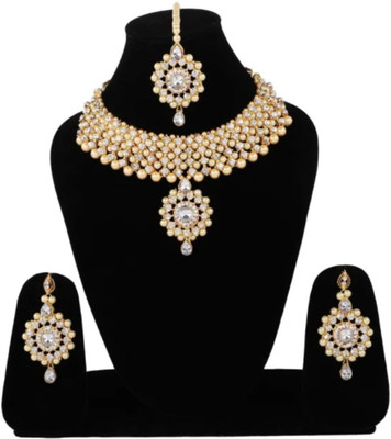 vaishnavi imitation Brass White Jewellery Set(Pack of 1)