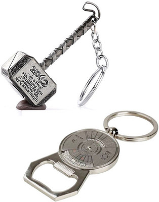 kd collections KD478-Avengers Infinity War Stormbreaker Mjolnir Thor Hammer Keychain & 50 Year Calender Keychain Combo (Grey Silver) Key Chain