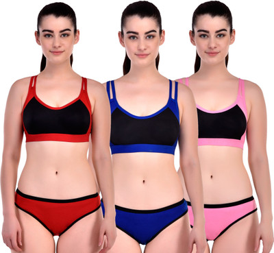Sexy Bust Bra & Panty Set Solid Multicolor Lingerie Set For Rs. 315 @ 81 %