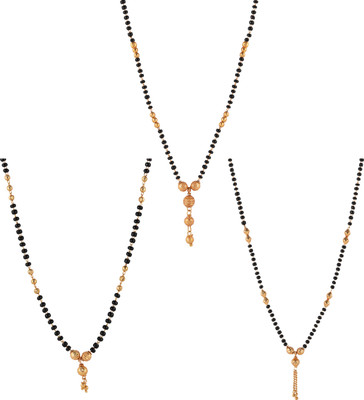 3SIX5 Brado Jewellery Women's Pride Gold Plated Combo of 3 Mangalsutra Necklace pendant with Chain for women and Girls Brass Mangalsutra