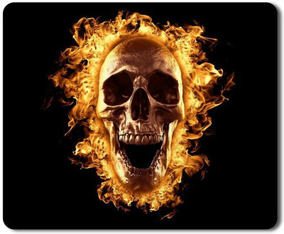 5 ACE Anti skid animated Skull burned in fire Printed designer speed Mouse pad for PC/Laptop |7x8.5 Inches Mousepad(Multicolor)