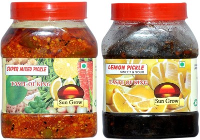 Sun Grow Combo of Organic Homemade Pickles Tasty Pachranga Mix Vegetable Pickle 1Kg & Tasting Bitter Sweet Sour At The Same Time Lemon Pickle Nimbu Ka Achaar 1Kg Mixed, Lemon Pickle(2 x 1 kg)