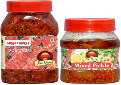 Sun Grow Combo of Organic Homemade Pickles Chatpata Masalo Se Bana Carrot Pickle Gajar Ka Achaar 1Kg & Tasty Pachranga Mix Vegetable Pickle Achar 500Gm Carrot, Mixed Pickle(2 x 0.75 kg)