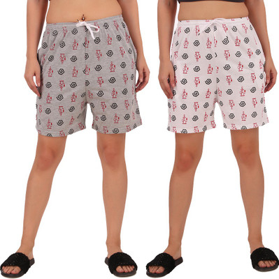 Kavya Retail Self Design Women Reversible Multicolor Regular Shorts