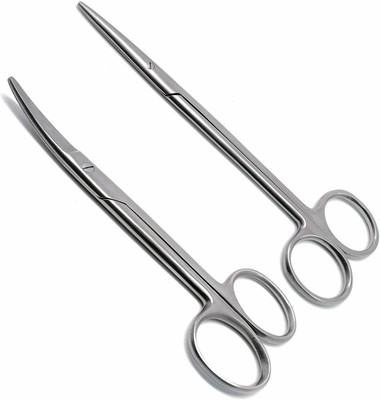ARINEO Straight and Curved Metzenbaum Scissor (8 Inch) Set of 2 Pieces Metzenbaum Scissors(Blunt/Blunt Blades)