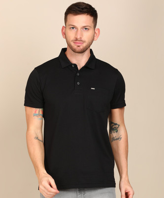 Van Heusen Sport Solid Men Polo Neck Black T-Shirt