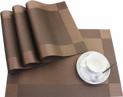 Bhaguji Rectangular Pack of 4 Table Placemat(Brown, PVC)