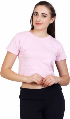 LIMIT FASHION STORE Casual Half Sleeve Geometric Print Women Pink Top