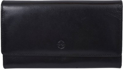 Leatherman Fashion Girls Black Genuine Leather Wallet(16 Card Slots)