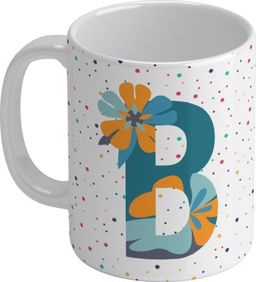 Shieldsmore Ceramic Alphabet B Coffee, 325ml |White Ceramic Coffee Mug(325 ml)
