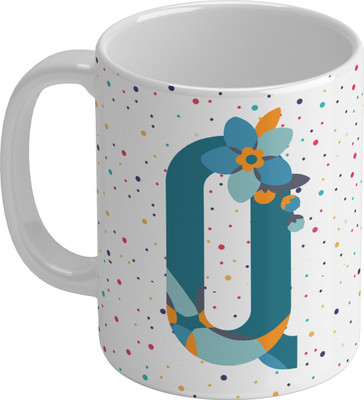 Shieldsmore Ceramic Alphabet Q Printed Coffee, 325ml |White Ceramic Coffee Mug(325 ml)
