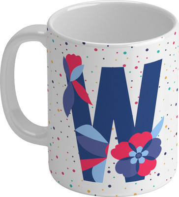 Shieldsmore Ceramic Alphabet W Printed Coffee, 325ml |White Ceramic Coffee Mug(325 ml)