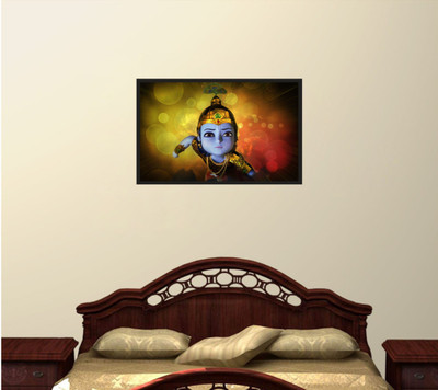 Divine studio 64 cm Lord Shree Bal Krishna Decorative Wall Sticker PVC Vinyl, ( 60Cm X 64Cm ) Self Adhesive Sticker(Pack of 1)