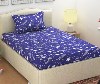 HSR Collection 104 TC Cotton Single 3D Printed Flat Bedsheet(Pack of 1, Blue)