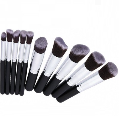 DUcare Beauty Contour Brush 10 Pcs Black Superior Professional Soft Cosmetics Make Up Brush Set Woman's Kabuki Blush Brushes(Pack of 10)