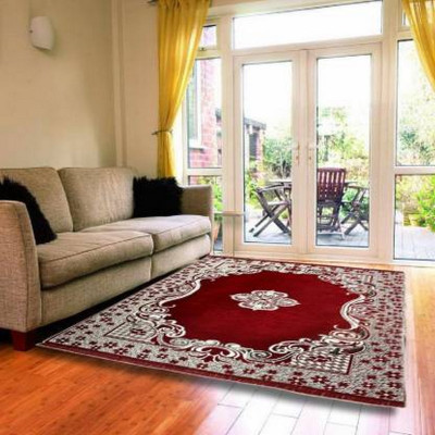 MR VIHAAN Red Cotton Carpet(5 ft,  X 7 ft, Rectangle)