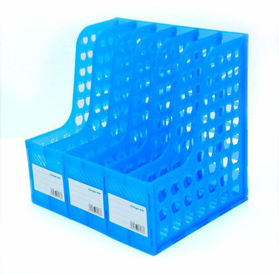 FosCadit 6 Compartments PLASTIC File Paper Magazine Rack Holder(Blue)
