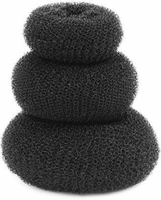 VSAKSH Pack of 3 Different Size Hair Donut Bun Maker with Free Hair Juda Bun Maker - Black Bun(Black)