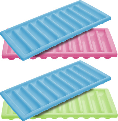 KUBER INDUSTRIES 10 Cubes Plastic Unbreakable Virgin Plastic Ice Cube Tray Set of 4 (Pink) Multicolor Plastic Ice Cube Tray(Pack of4)