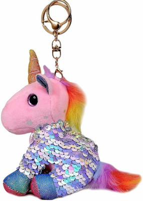 FATFISH Rainbow Unicorn Key-Chain Unicorn Poof Tail Plush Pendant Unicorn Plush Toy Key Ring, pack of 1 Key Chain