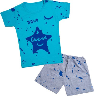 CATCUB Boys & Girls Casual T-shirt Shorts(Blue)