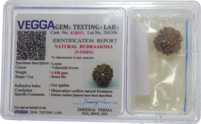 anagha 4 Mukhi/Four Face Natural Rudraaksha with Lab Certificate Wood Pendant
