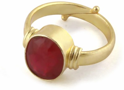 NIKUNJSALES Excellent Quality Certified Ruby Manik Panchdhatu Adjustable Ring For Women's & Men's(Astrological Purpose)5.25 Ratti Alloy Ruby Ring