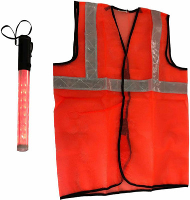 Ladwa Orange RJ & Rechargable Baton Safety Jacket(Oranag)