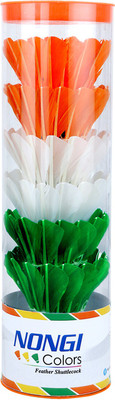 Nongi COLORS Tricolor Feather Shuttle  - Multicolor(Medium, 77, Pack of 6)