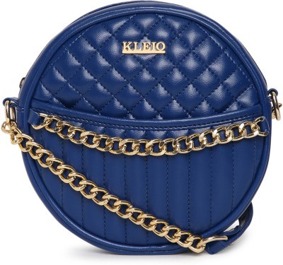 KLEIO Blue Sling Bag Quilted Round Sling Bag For Women Girls (HO8013KL-RB_Royal Blue)