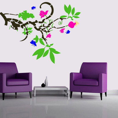 Decor now Size : ( 16-inch x 24-inch) Scenario Branch DIY Wall Stencil Painting for Home/Office Decoration PVC Stencil Stencil(Pack of 1, Scenario Branch Pattern)