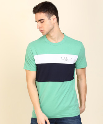 levis-striped-men-round-neck-green-t-shirt