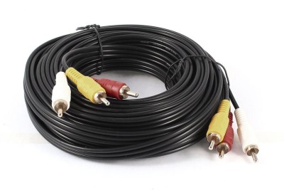 BhalTech  TV-out Cable 3RCA to 3RCA Male Stereo Audio Video Cable 10Yard(Black, For DVD)