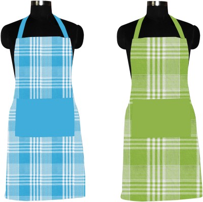 AIRWILL Cotton Home Use Apron - Free Size(Blue, Green, Pack of 2)