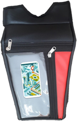 Supreme MOBILE DISPLAY Pouch on Tank Cover (Premium Art Leather - Black & Red) - 104 Strap Hero Glamour Bike Tank Cover(5 L)