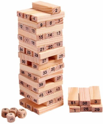 N2J2 SHOP Wooden Puzzles Block Building Construction Blocks for Kid Creativity Tumbling Tower Educational Puzzle Math Challenge Game Toy For Kids Little Engineer(Multicolor)