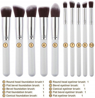 CETC Premium Synthetic Makeup Brush Set (White) (Pack of 10)(Pack of 10)