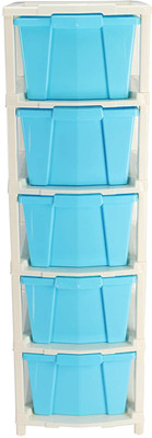 Pinkwhale 5 Compartments Plastic Modular Drawer(Blue)