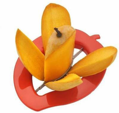 FIVANIO by FIVANIO Plastic Mango Shaped Manual Fruit Cutter, Red Fruit Slicer(1 x Mango Cutter (Multi))
