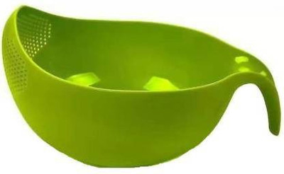 JMMART New Rice, Fruit, Vegetable Washing Bowl With Handle Colander(Green Pack of 1)