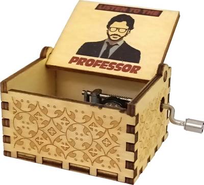 Zesta Hand Cranked Money Heist Collection Wooden Music Box -Professor Music Box